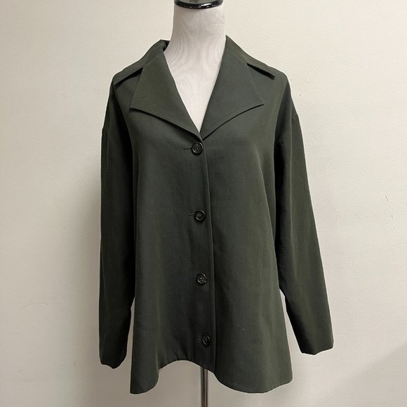 Lat Naylor Think Tank vintage olive army green wool swing jacket 2 M lined - Picture 1 of 13